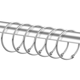 Paquete de 24 anillos de cortina de ducha, ganchos decorativos inoxidables para cortina de ducha, ganchos redondos de metal para barra de ducha de baño (acero inoxidable)