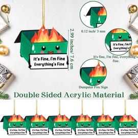 Sieral 20 Pcs Christmas Dumpster Fire Hanging Ornament Bulk Emotional Support Positive Funny Pendant Employee Appreciation Gift Thank You Gifts for Team Coworkers Teacher Xmas Tree Decor (Green)