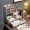 Upgraded Desktop Stationary Organizer with Drawer, DIY White Pencil Holder