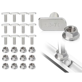 KAPSING Set of 12 Hammer Head Screws M8 x 20 Stainless Steel A2-70 Hammer Head Screws Set with Flange Nuts, Anchor Rail Screws Greenhouse Screws Accessories