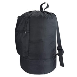 UniLiGis Washable Laundry Bag Backpack with Zipper Pocket, Heavy Duty Clothes Bag, 2 Strong Adjustable Shoulder Straps with Drawstring Closure for Travel, Camping or College, Black