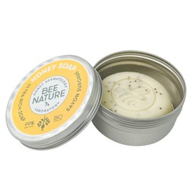 Bee Nature - Soap with Soap Dish - Organic Honey - Exfoliating - Face and Body - Ingrown Hair - Psoriasis - Outdoor Soap - 100g