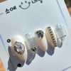 Gorgeous silver zircon chain handmade nail tip - petit coffin