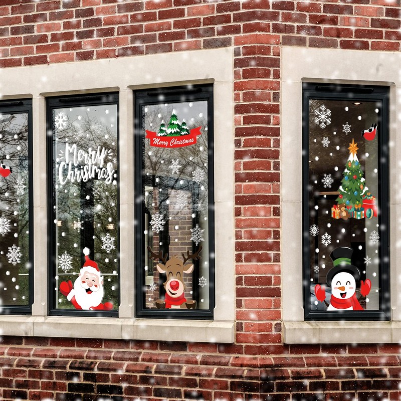 CINECE Christmas Stickers Decoration Removable Glass Window Static Stickers 223pcs