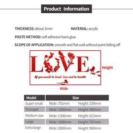 Love Wall Sticker 3D Wall Sticker Interior Decoration Home Decoration Suitable for Bedroom Living Room Background Wall Art Sticker Wall Pictures (L, Pink)