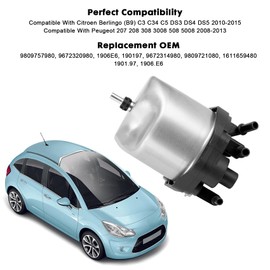 Diesel Fuel Filter Housing with Filter 9809757980 Compatible with Citroen Berlingo C3 C4 C5 DS3 DS4 DS5, Peugeot 208 207 308 508 Replace 9672320980 1901.97