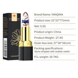 YANQINA Lipstick Jelly Crystal Flower | Temperature and pH Color Changing Lipstick - #1 Blue Rose
