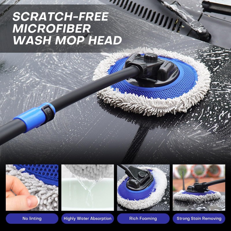 Ultimate Car Wash Brush with Long Handle | 15-Degree Curved