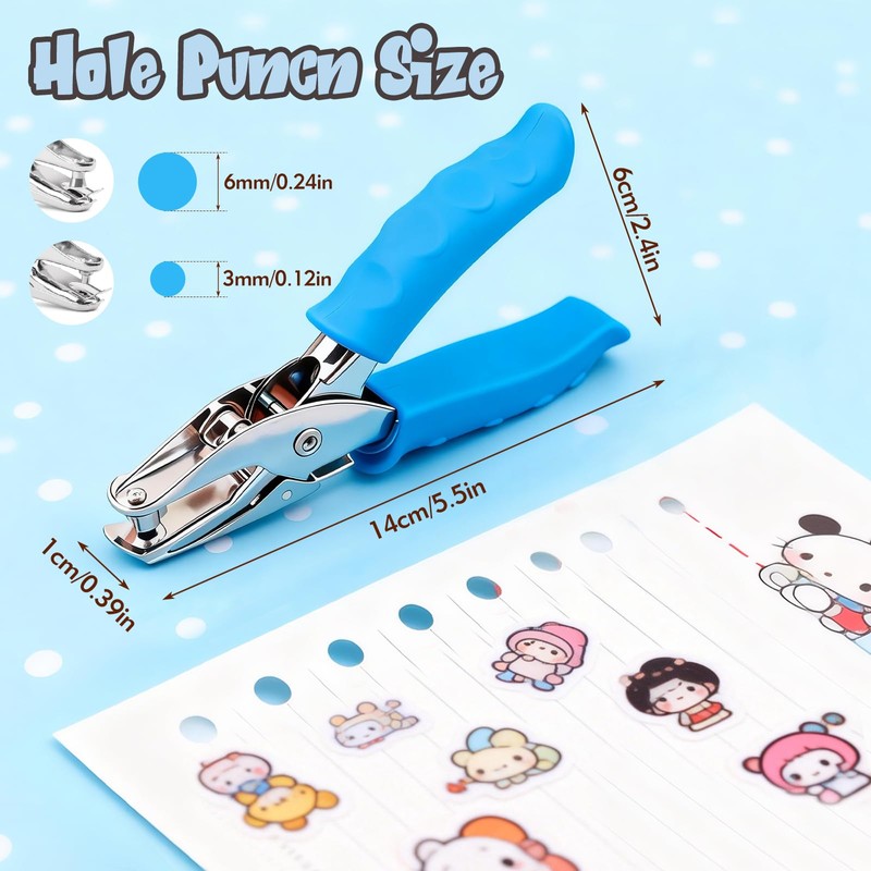2 Pcs Hole Punch, 1/4" and 1/8" Hole Puncher with