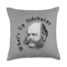 War Is Hell Store What's Up Sideburns-General Ambrose Burnside Throw Pillow, 18x18, Multicolor