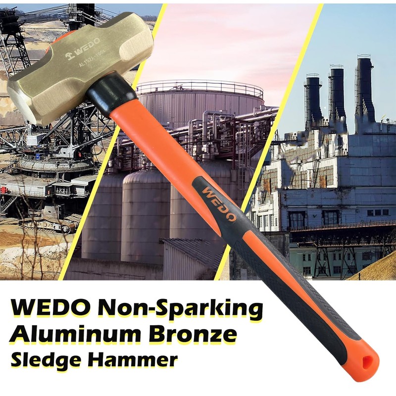 WEDO Non-Sparking Sledge Hammer with Fibreglass Handle, Spark-free Safety Demolition