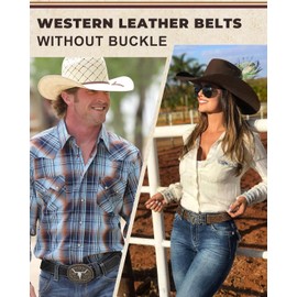 Beltroad Western Leather Belt Strap for Men Women Cowboy Cowgirl Leather Mens Belts for Jeans Men‘s Birthday Belt Gifts 2 Pack Belts without Buckle