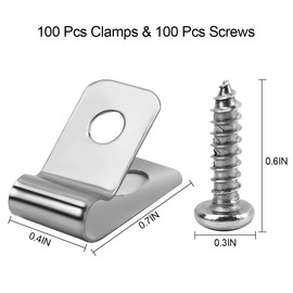 Wire Fence Clips 300 Pcs Fence Wire Clamps with 300 Pcs Screws Stainless Steel Wire Clips Fencing Mounting Clips for 12-16 Gauge Welded Wire and Vinyl, Metal, Wood Fence