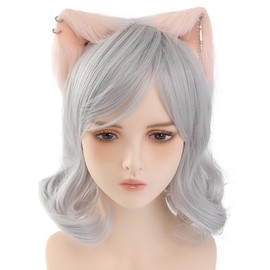 TQUXNGA Plüsch-Katzenohr-Stirnbänder mit Metall-Ohrringen, Plüsch-Füchse, Stirnbänder für Anime-Themenversammlungen, Weihnachten für Mädchen