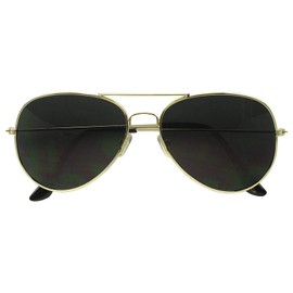 Rhode Island Novelty Dark Aviator Sunglasses Gold Frame with Black Lens One Pair