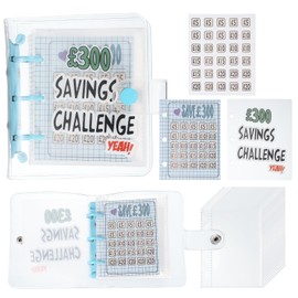 PATIKIL 300 Pounds Savings Challenges Book, Money Saving Binder with 25 Pages Reusable Budget Envelope Cash Envelopes for Budgeting Financial Planner Office Business, Blue