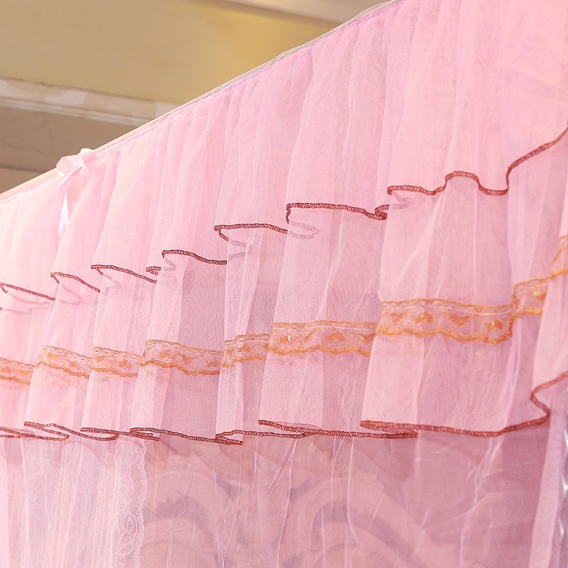 Luxury Princess Three Side Openings Post Bed Curtain Canopy Netting