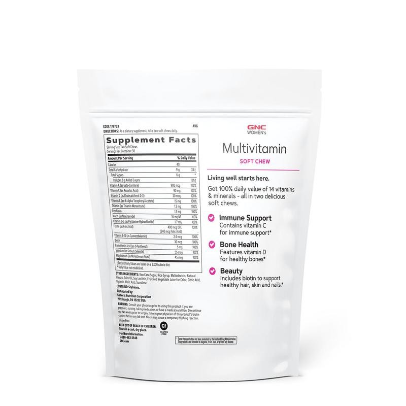 GNC Women's Ultra Mega Multivitamin Soft Chews, Mixed Fruit, 60