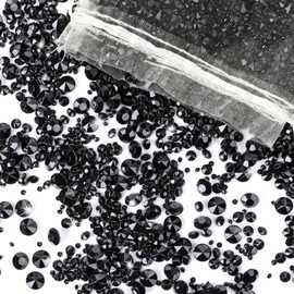 Diamond Decoration, Pack of 4000 Confetti Wedding Diamonds (3 mm, 6 mm, 10 mm), Acrylic Diamond Crystals for Wedding Table Decoration, Vase Filler and DIY Decoration (Black)