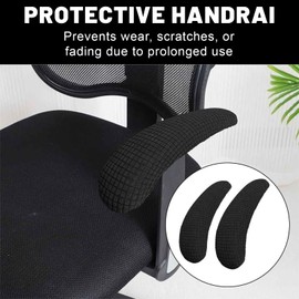 COYUN 2 x Office Chair Arm Armrest Covers, Stretchy Polyester Office Chair Protective Covers Relieves Elbow Discomfort Office Chair Cover Armrests Padding, Length 40 cm, Black