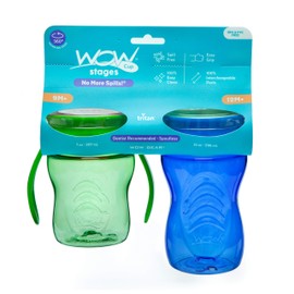 Wow Cup Stages Kids and Baby 360 Vaso para beber, azul/verde, 10 onzas/7 onzas, paquete de 2