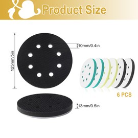 6 Pcs Upgraded Foam Sanding Pads for Orbital Sander, 125mm Polishing Pads Sponge Polishing Buffing Pad Discs for Drill Orbital Sander Pads Impact Resistant Low Noise