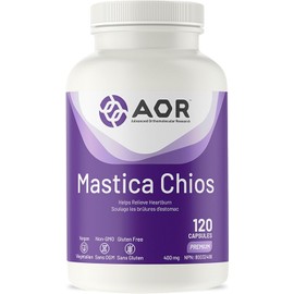 AOR Mastica Chios 400mg Vegan Capsules, 120 Count 40-Day Supply - Pure Mastic Gum from Greek Pistachio Tree - Supports Digestive Comfort - Mastic Chios Gum Supplement for Stomach and Gut Support