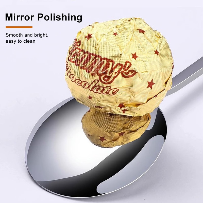 Round Soup Spoons Stainless Steel Spoon, Easy-Clean Round Soup Spoon,