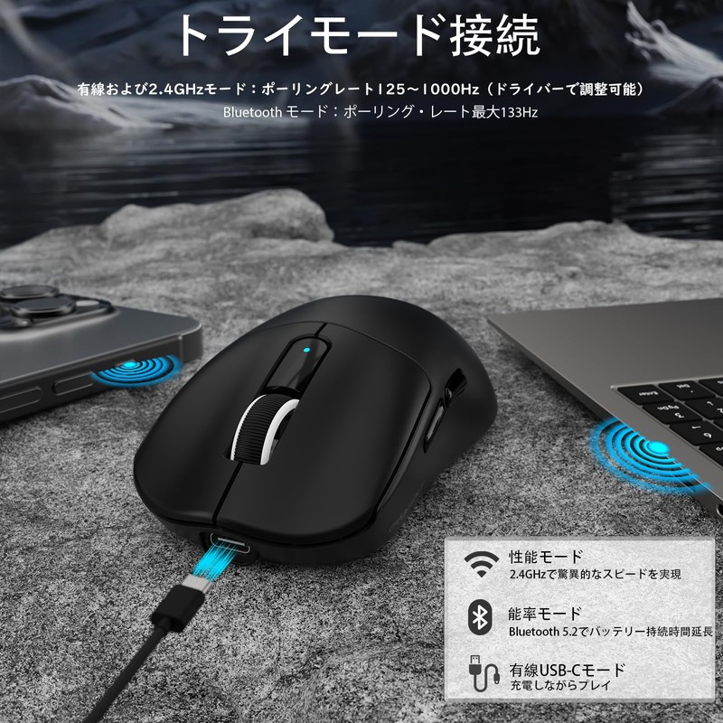 MAMBASNAKE M3Ultra Gaming Mouse Wireless Ultra Light 39±2g PAW3395PRO 40000DPI