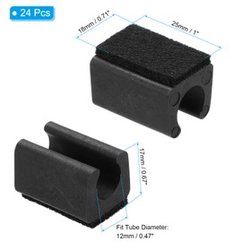 PATIKIL 24pcs Rectangle Chair Leg Cover with Felt Pad, 12mm Slide Smoothly No Scratches No Noise Furniture Feet Hardwood Protectors Tips Floor Glides Tubing Caps for Office,Black Black