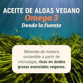 Omega-3 Vegano | Aceite de Algas | DHA y EPA de Origen Vegetal | Salud del Corazón, Cerebro y Ojos | Alternativa al Aceite de Pescado | Fuente Sostenible, Sin Carragenina, No GMO | 60 Cápsulas Blandas