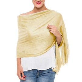MIMOSITO Scarfs for Women Fashion Lightweight Solid Colors Wrap Shawl for Fall Winter (2 Fringed Edges, Yellow)