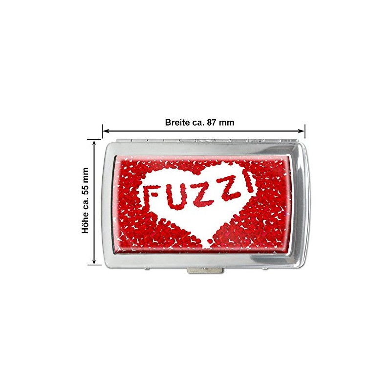 Zigarettenetui mit Namen Fuzzi - Edle Chrom-Metallbox mit Design Rosenherz