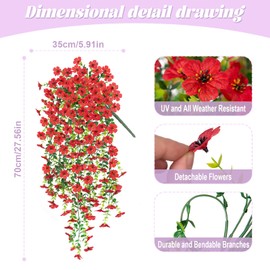 Hrobek Artificial Fake Hanging Plants Flowers for Spring Outdoor Outside Decor, Faux Mums Silk Realistic Flower, 2 Pcs UV Resistant Look Real Plastic Decorations for Porch Home Patio Balcony Yard