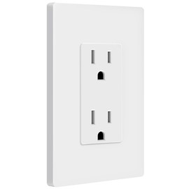 TG White Decorator Receptacle with Screwless Wall Plate, Standard Electrical Wall Outlet, 15A 125V, Self-Grounding, 2-Pole, 3-Wire, 5-15R, UL Listed, 10 Pack, Tamper Resistant