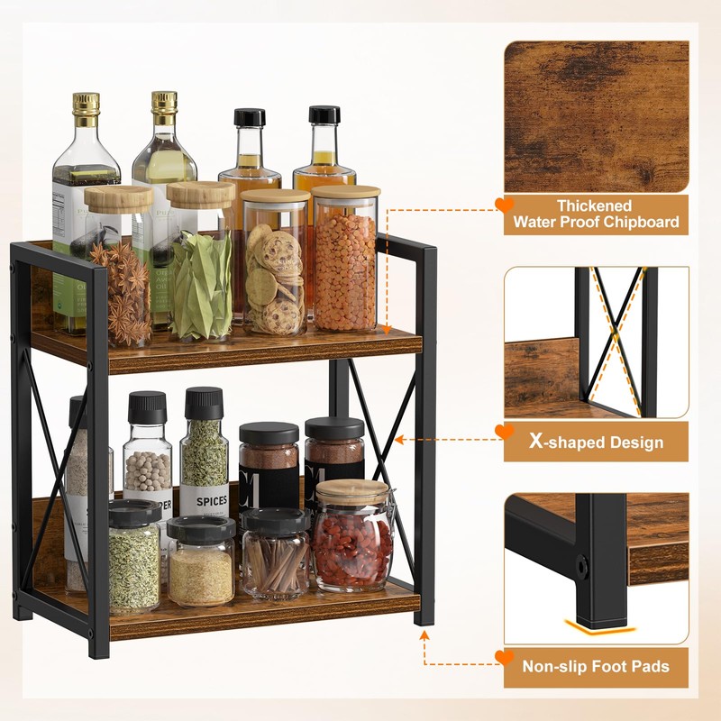 Giikin Kitchen Countertop Organizer, 2 Tier Spice Rack Organizer for
