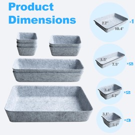 Vekniqo Drawer Organizer Compatible with Alex-8 Piece Modular Felt Different Size Drawer Organizers Set