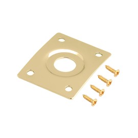 Holmer Guitar Jack Socket Plate Curved Recessed Rectangle Style Output Jack Plate Compatible with Les Paul LP Tele Style Electric Guitar or Bass Guitar Parts with Screws Gold. (HJ 005-GD)