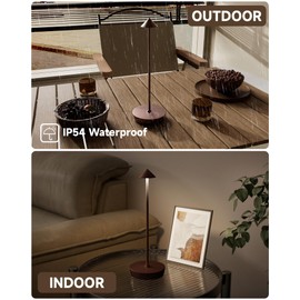 Rauphlis Cordless Lamp for Table Rechargeable Outdoor Table Lights, 7000mah Baterry Portable Led Desk Lamp for Patio Restaurant Camping Home Xmas Decor, Black