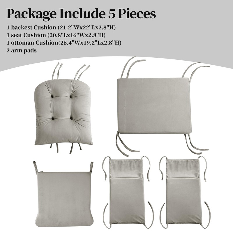 HOMBYS Glider Rocker Replacement Cushions 5 PCS with Storage Side