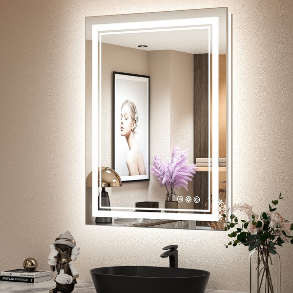 TokeShimi 24x32 Inch Bathroom LED Mirror Front Lighted Backlit Vanity
