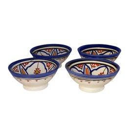Ceramic Appetizer Bowls Handmade Moroccan Serving Set of 4 Exquisite Pieces With Vivid Colors
