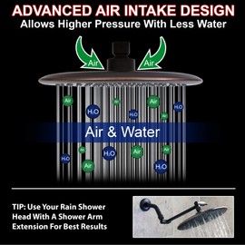 Waterfall Showerhead - 9 Inch Large Overhead Rain Shower Head - High Flow Best With Extension Arm, 1.8 GPM - Oil-Rubbed Bronze & California Certified