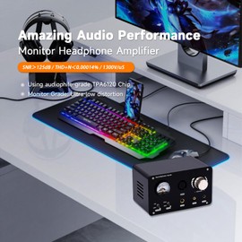 FLYINSKY PJ.MAILAI SA-60 HiFi Headphone Amplifier, HiFi Desktop 3.5mm 4.4mm 6.35mm Headphone Amplifier for Home Audio System