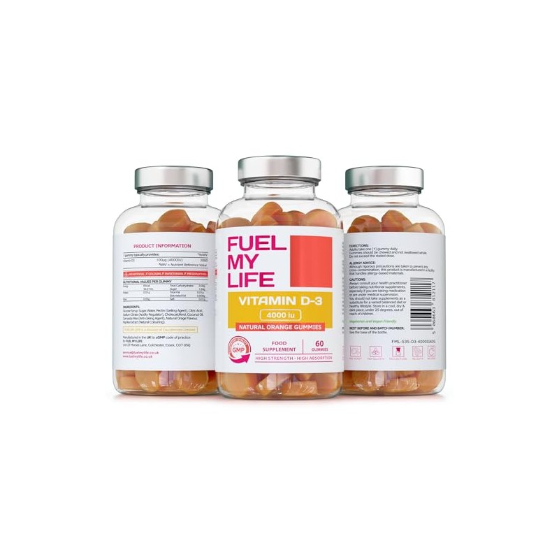 Vitamin D3 Gummies 4000IU, 100µg - 60 Natural Orange Flavour