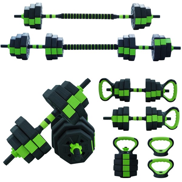 4-In-1 Adjustable Dumbbell Set with Connector, Converts to Kettlebells, Barbell