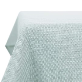 Deconovo Solid Faux Linen Spill Resistant Table Cover for Table Rectangular Table Cloth 51x87in(130x220cm) Light Blue