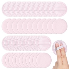 40 Pcs Cotton Powder Puffs Washable 2.36 Inch Round Makeup Powder Puff Pads with Ribbon White Round Cosmetic Face-Powder Make up Puffs Beauty Makeup Tools for Women