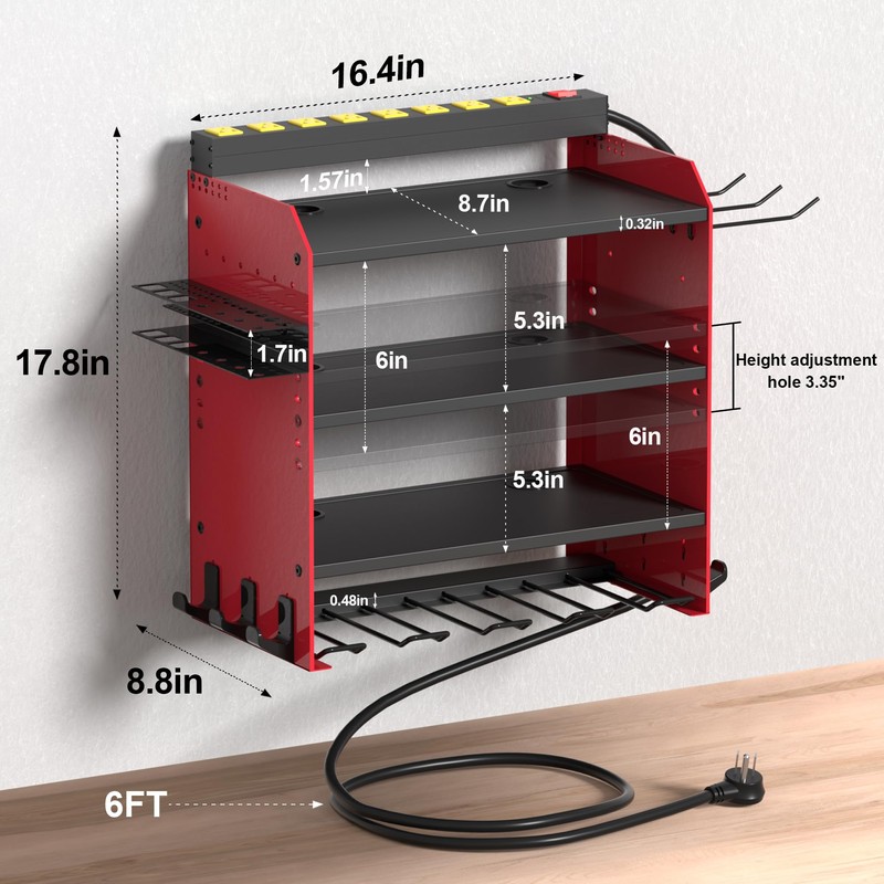 CFMASTER Power Tool Organizer Wall Mount with Charging Station -