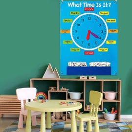 Large Felt Clock Board for Preschoolers and Toddlers to Learn How to Tell Time - Great for Teachers, Parents and Homeschooling